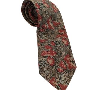 Liberty of London Vintage Floral Wool Blend Tie Brown Red